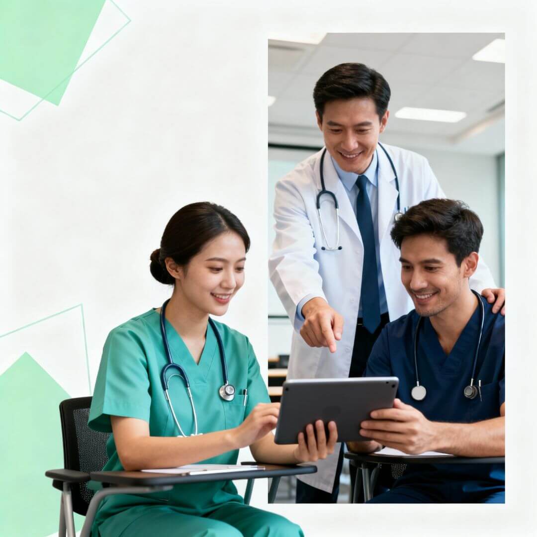 Health professionals reading